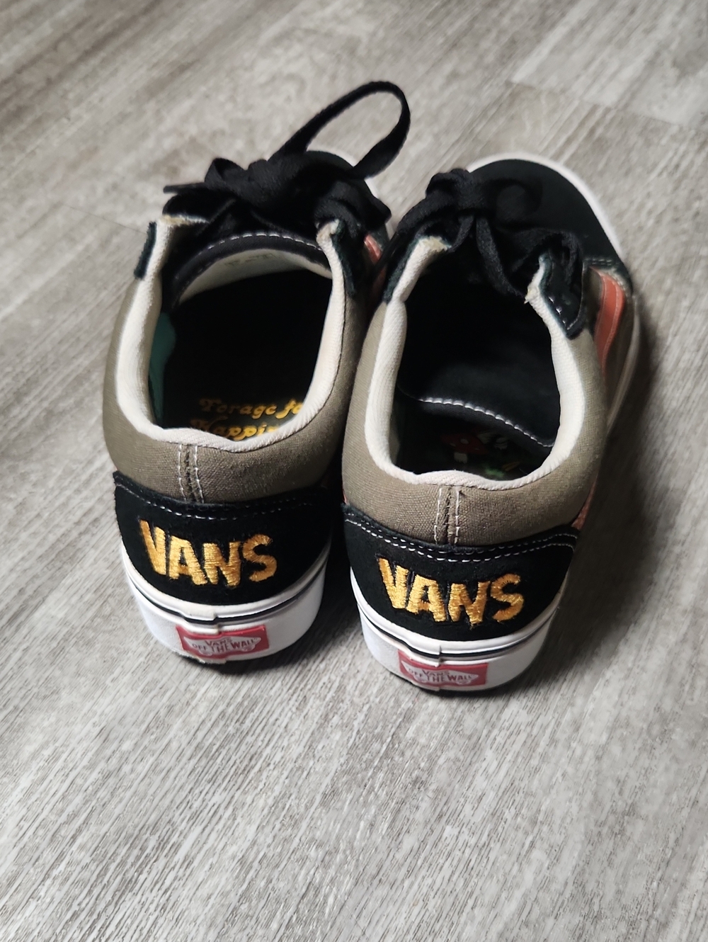 Vans Men's Black Olive Skate Shoes with Coral Stripe - Picture 2 of 4